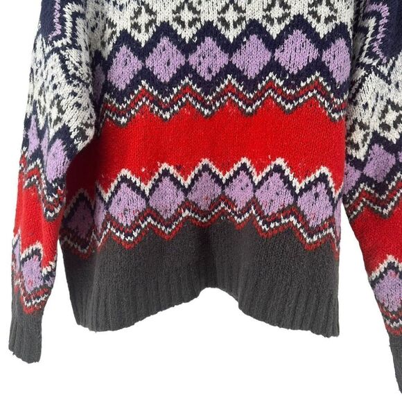 Aerie Sweater Oversized Boxy Relaxed Fit Multicolored Grandpa Geometric Size S - Picture 4 of 10